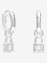 Simply Silver 925 Sterling Silver Padlock Charm Hoop Earrings 20mm