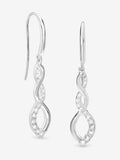 925 Sterling Silver Cubic Zirconia Infinity Fishhook Drop Earrings