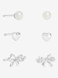 Simply Silver Sterling Silver 925 Pearl Bow Earrings 3 Pack