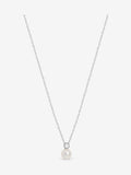 Sterling Silver Cubic Zirconia Bezel Pearl Drop Pendant, 14mm Length