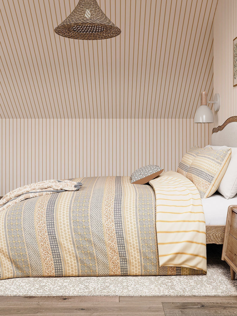 Helena Springfield Graphite Copper Folk Stripe duvet set, UK version