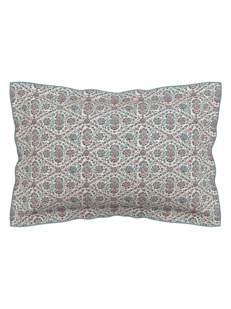 V&A red teal Indian lattice cotton duvet set (British brand)