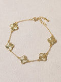 Diamond Cut Clover Gold Plated Bracelet 8-inch Chain