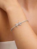 Rhodium Plated Cubic Zirconia Bow Tennis Bracelet 178mm