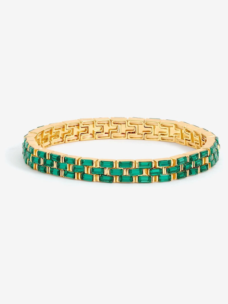 Jon Richard gold plated emerald chain stretch bracelet, 7mm wide, UK version