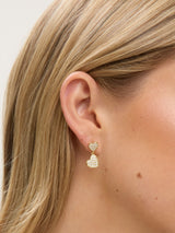 Jon Richard Gold Tone Micro Pave Heart Earrings 10mm x 23mm