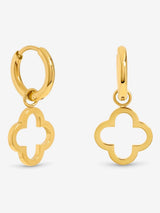 Jon Richard Gold Tone Waterproof Clover Huggie Hoops Earrings 10mm