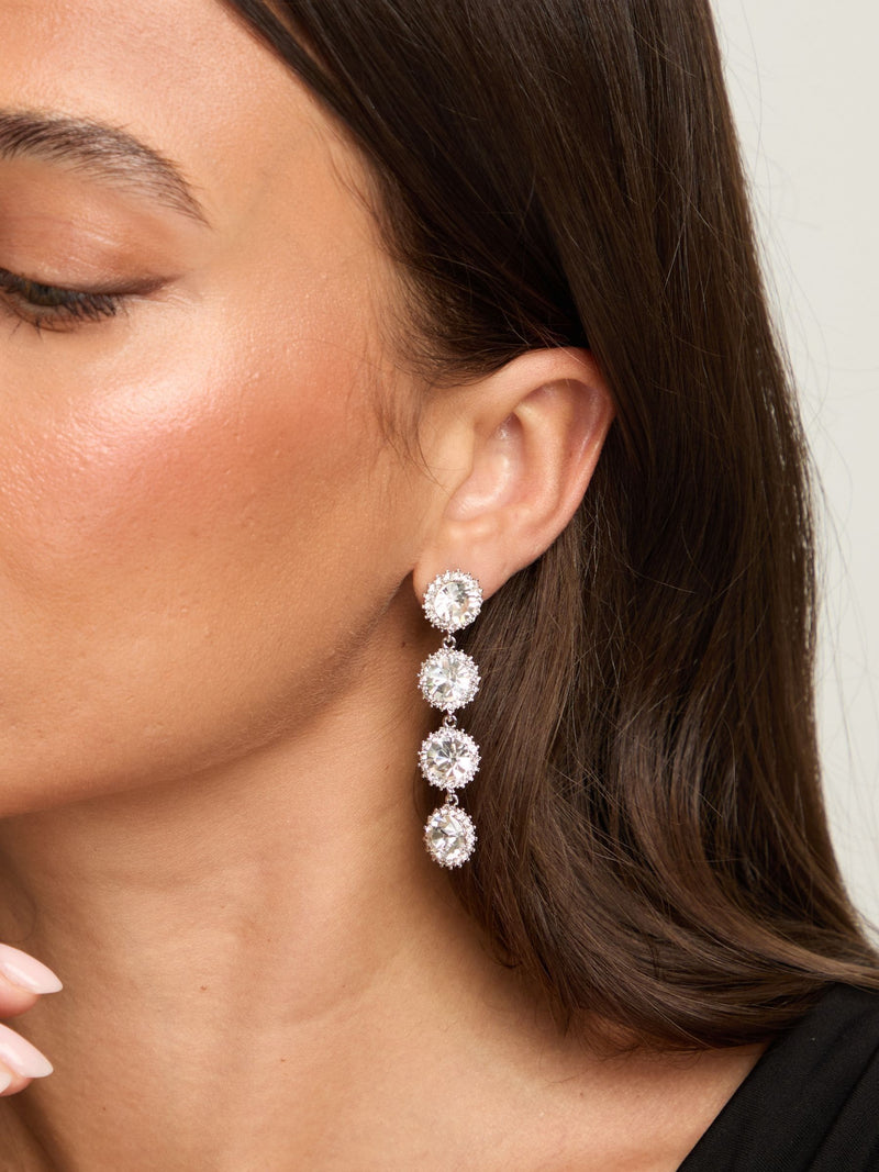 Jon Richard Crystal Statement Drop Earrings 55mm Length, UK version