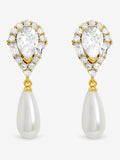Jon Richard crystal and pearl drop earrings 7mm x 14mm, UK version