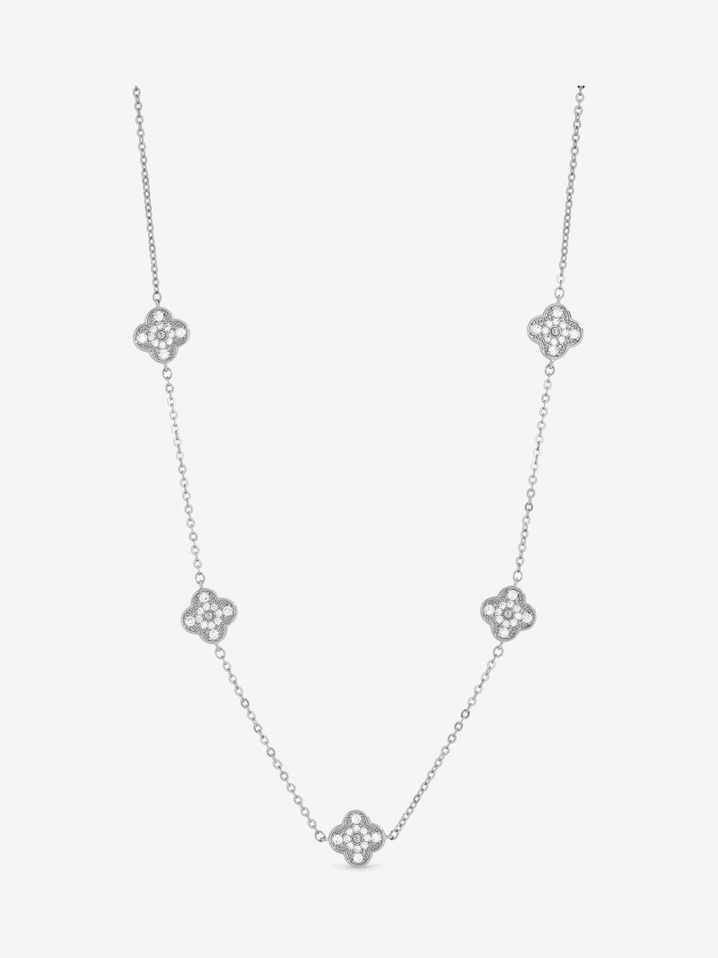 Jon Richard silver plated jet station clover necklace, UK version
