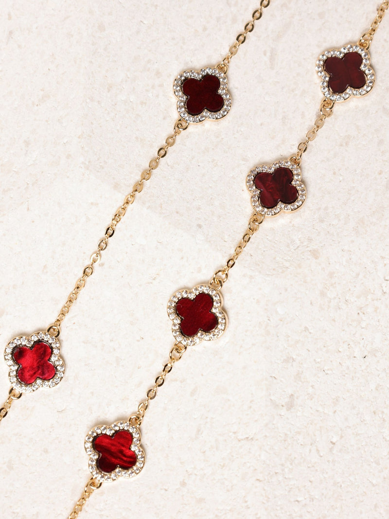 Jon Richard Gold Tone Carnelian Station Clover Necklace