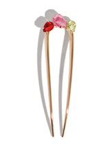 Kitsch Metal Gemstone French Hair Pin Red, Pink & Green Hair Styling Pin