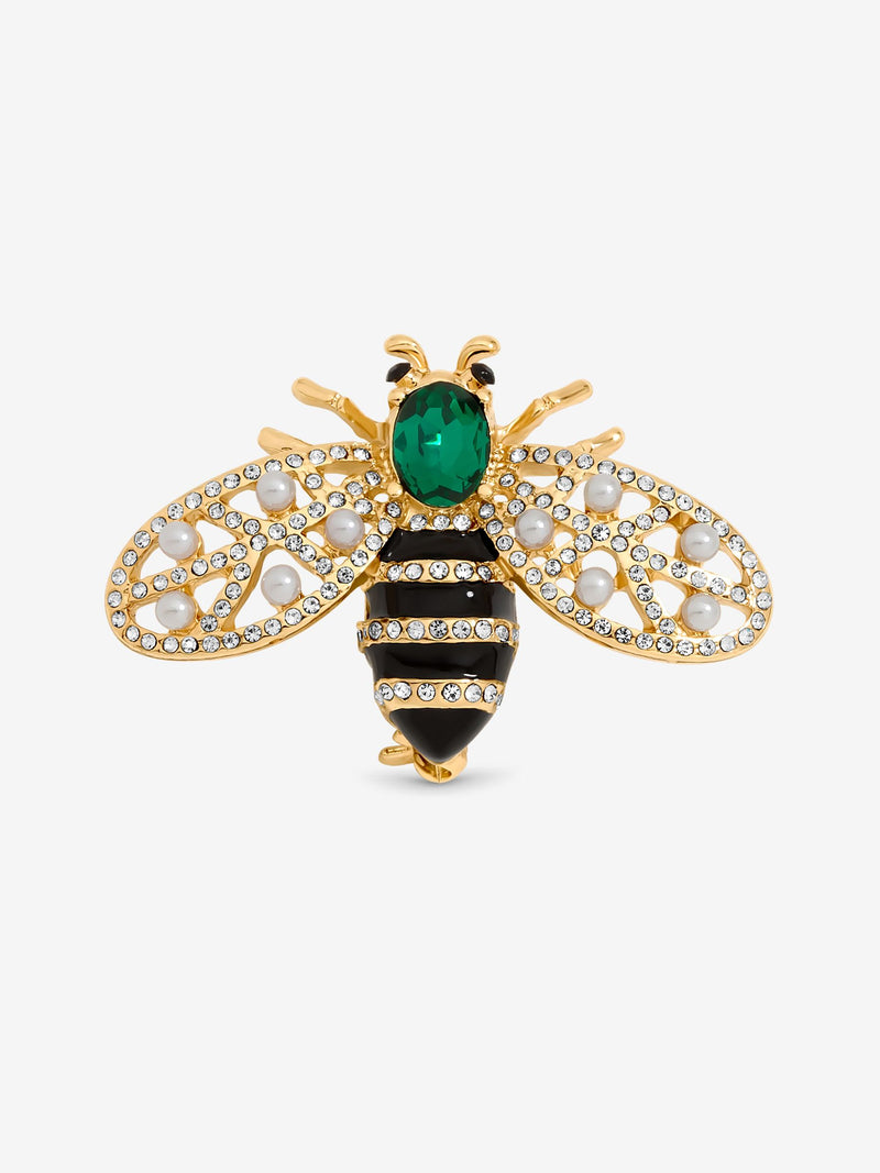 Gold Plated and Crystal Bumble Bee Brooch in Gift Box