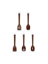 Sur La Table Set of 5 Walnut Wooden Kitchen Utensils