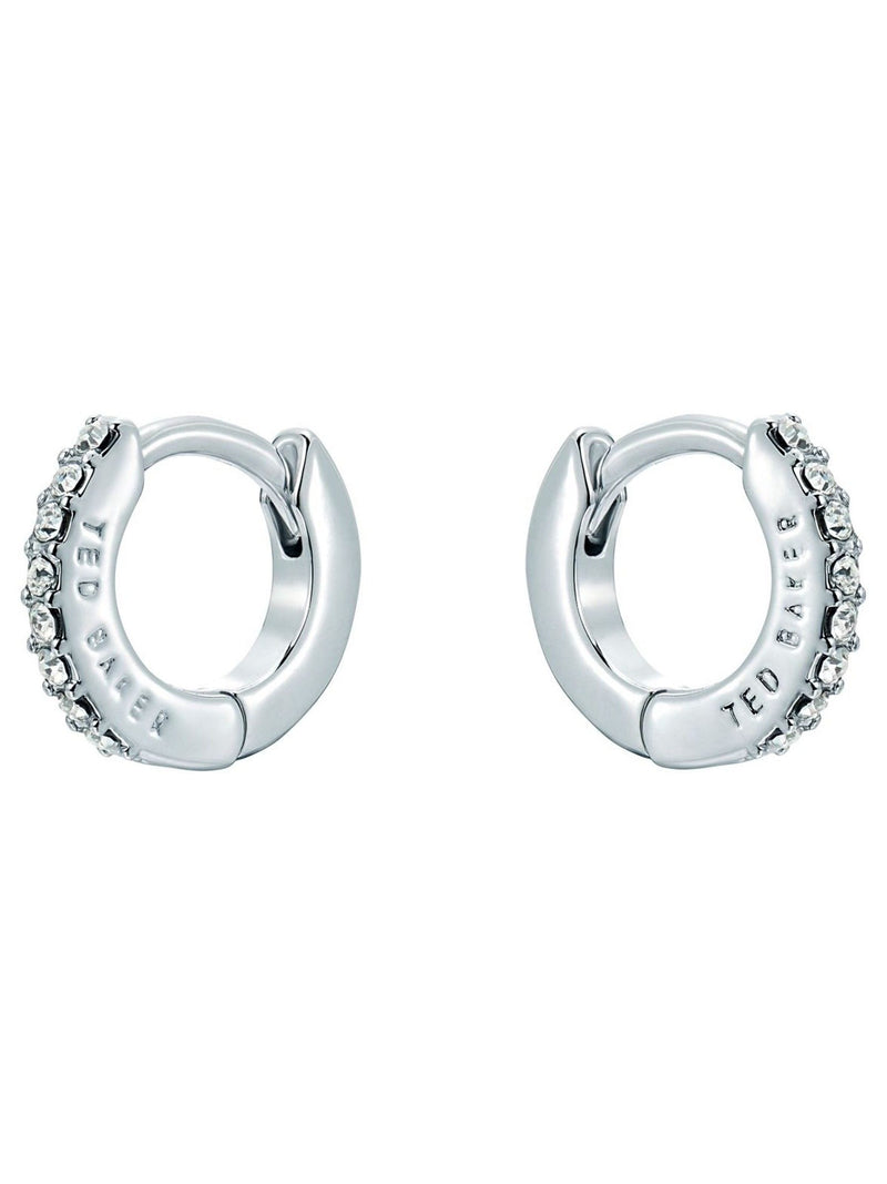 Ted Baker silver tone clear crystal Hettie hoop earrings 10mm (British brand)