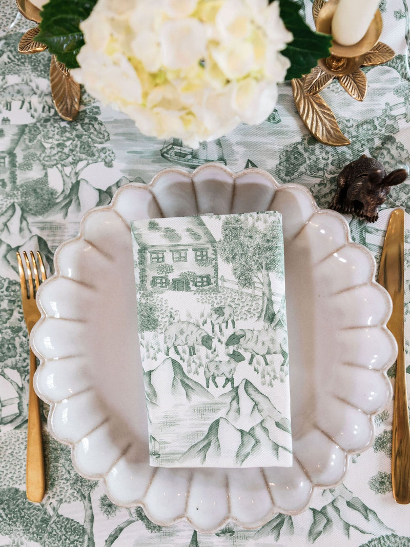 Avalon Home Set of 2 Green Lake District Toile Napkins