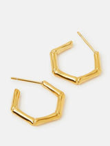 Accessorize Gold Tone Stainless Steel Bamboo Hoop Earrings