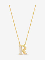 Inicio 14K Gold Plated Mother of Pearl Initial Pendant - J Pendant Necklace
