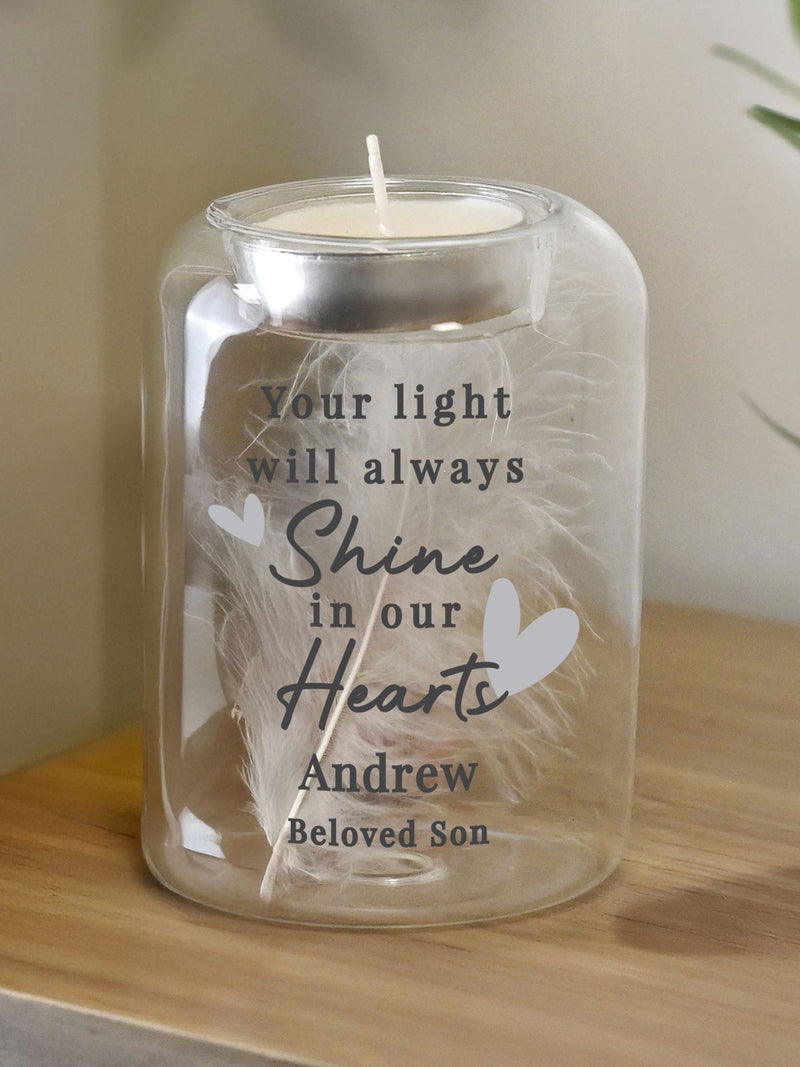 PMC Personalised Hearts Memorial Tealight Holder 9.5cm, imported from the UK