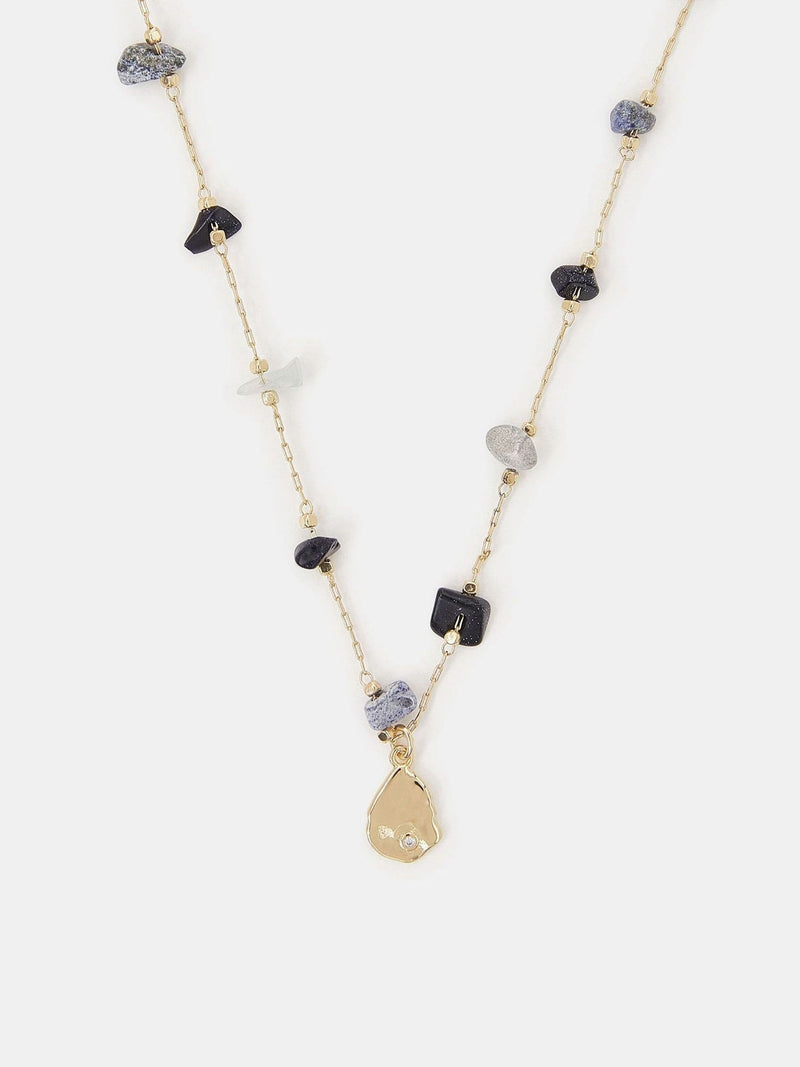Accessorize Gold 14ct Gold-Plated Pendant Nugget Stone Station Necklace