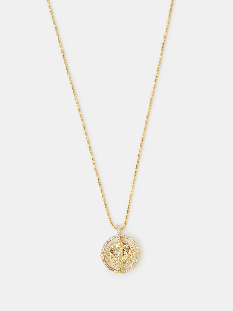 Accessorize Gold Plated Diamante Coin Necklace - British product