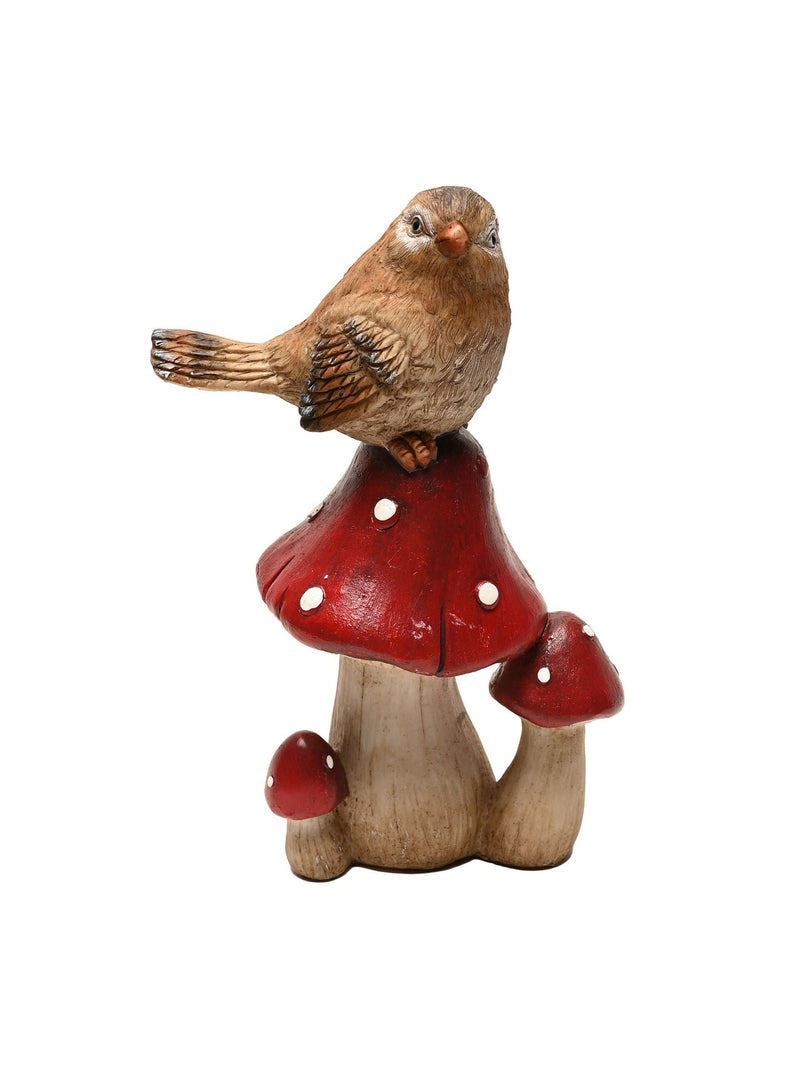 Widdop brown bird mushroom garden ornament 28cm (British brand)