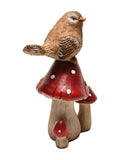 Widdop brown bird mushroom garden ornament 28cm (British brand)