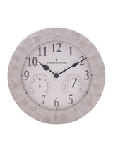 Widdop Grey Garden Clock with Thermometer and Hygrometer 14 Inch