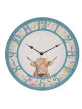 Widdop Blue Higland Cow Decorative Outdoor Clock 25cm