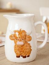 Widdop White Highland Cow Pitcher Ceramic Jug
