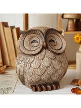 Widdop Brown Wood Effect Resin Owl Sleeping Ornament Home Decor 22x18x13cm