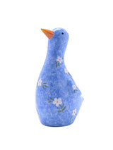 Widdop Blue Floral Print Duck Resin Figurine Home Decoration