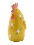Widdop Yellow Floral Print Chicken Resin Figurine