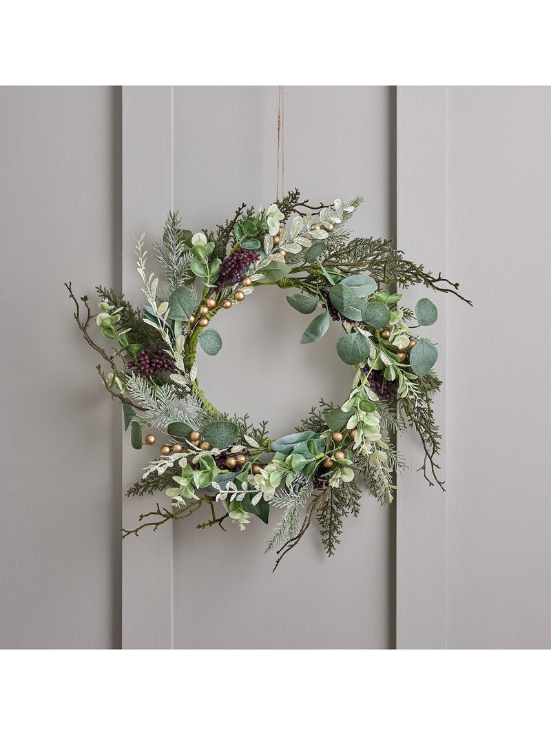 Lights4fun Christmas Golden Berry Wreath 40cm, UK version