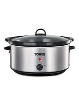 Tower Silver Stainless Steel Manual Slow Cooker 6.5L