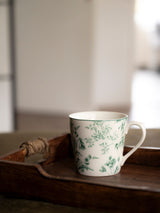 Laura Ashley Thurston Bloom Teal Green Porcelain Mugs Set of 4