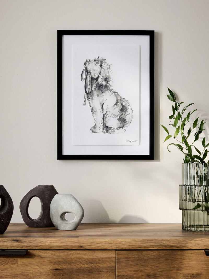 Black White Sketched Cockapoo Walkies Wall Art