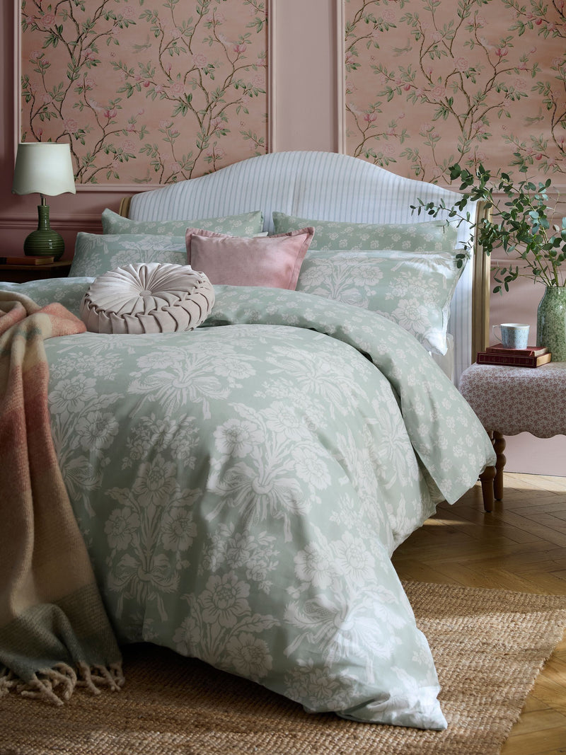 Laura Ashley Green Duck Egg Tatton 200 Thread Count Duvet Cover and Pillowcase Set