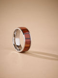 Silver tone stainless steel band detail ring (British brand)