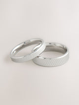 Silver Tone Stainless Steel Etched Band Ring Pack Hair Bands