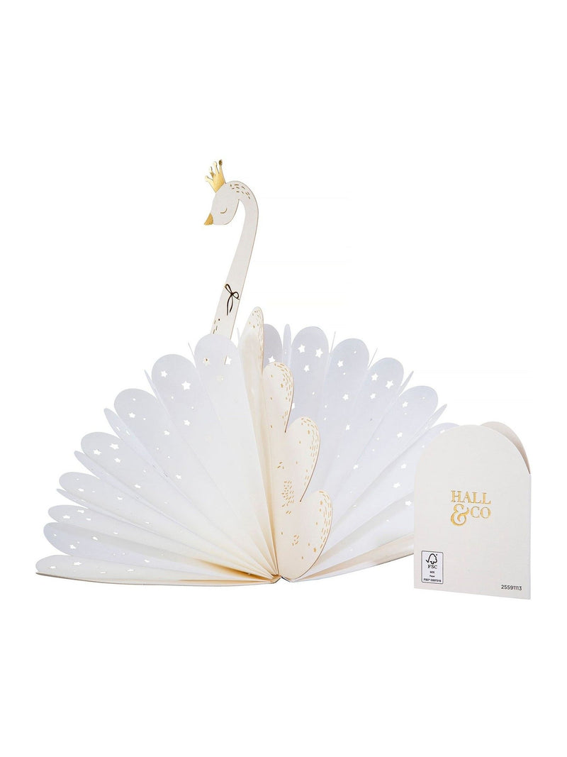 Hallmark White Gold Premium 3D White Swan Greeting Card - Paper Fables
