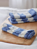 Secret Linen Store cobalt wide stripe linen napkins set of 4 47x47cm (British brand)