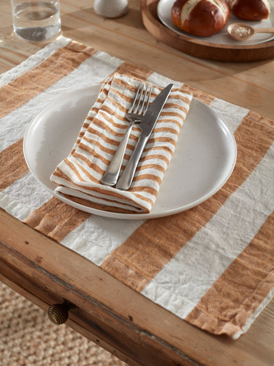 Secret Linen Store Amber Wide Stripe Linen Placemats 35 x 50cm