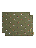 Sophie Allport Set of 2 Forest Green Robin Fabric Placemats