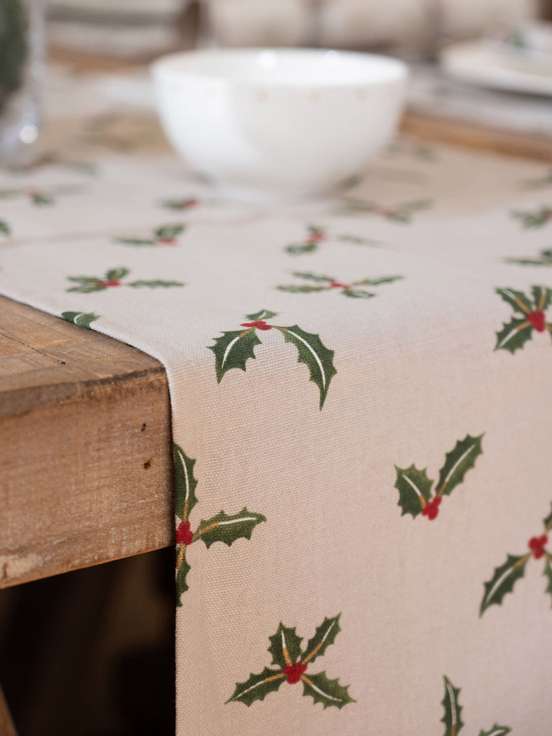 Sophie Allport Natural Holly & Berry table runner 280cm x 35cm (British brand)