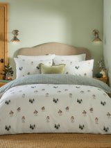 Wylder Nature Cream Pine Print Christmas Robins Return Duvet Cover Set