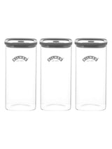 Kilner Fresh Storage Jars Square Glass Container Set 1.5 Litre 3 Pack