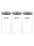 Kilner Fresh Storage Jars Square Glass 1.5 Litre 3 Pack, UK version