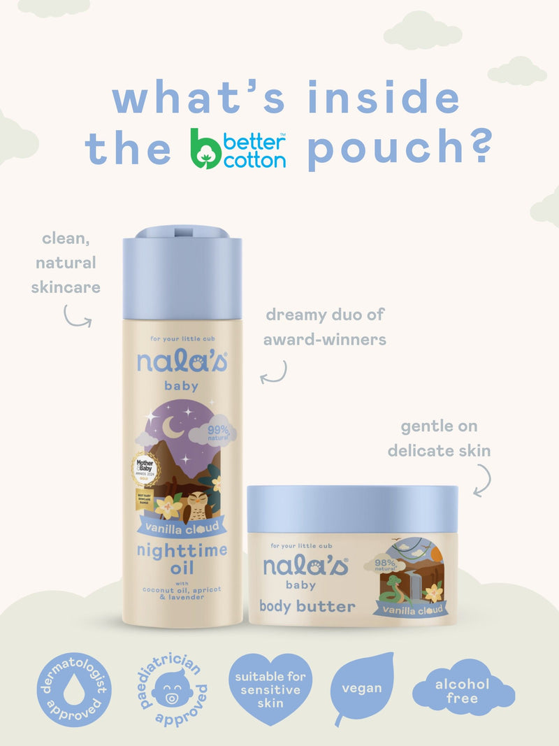 Nala Vanilla Cloud Skin Duo 2 x 200ml, imported from the UK