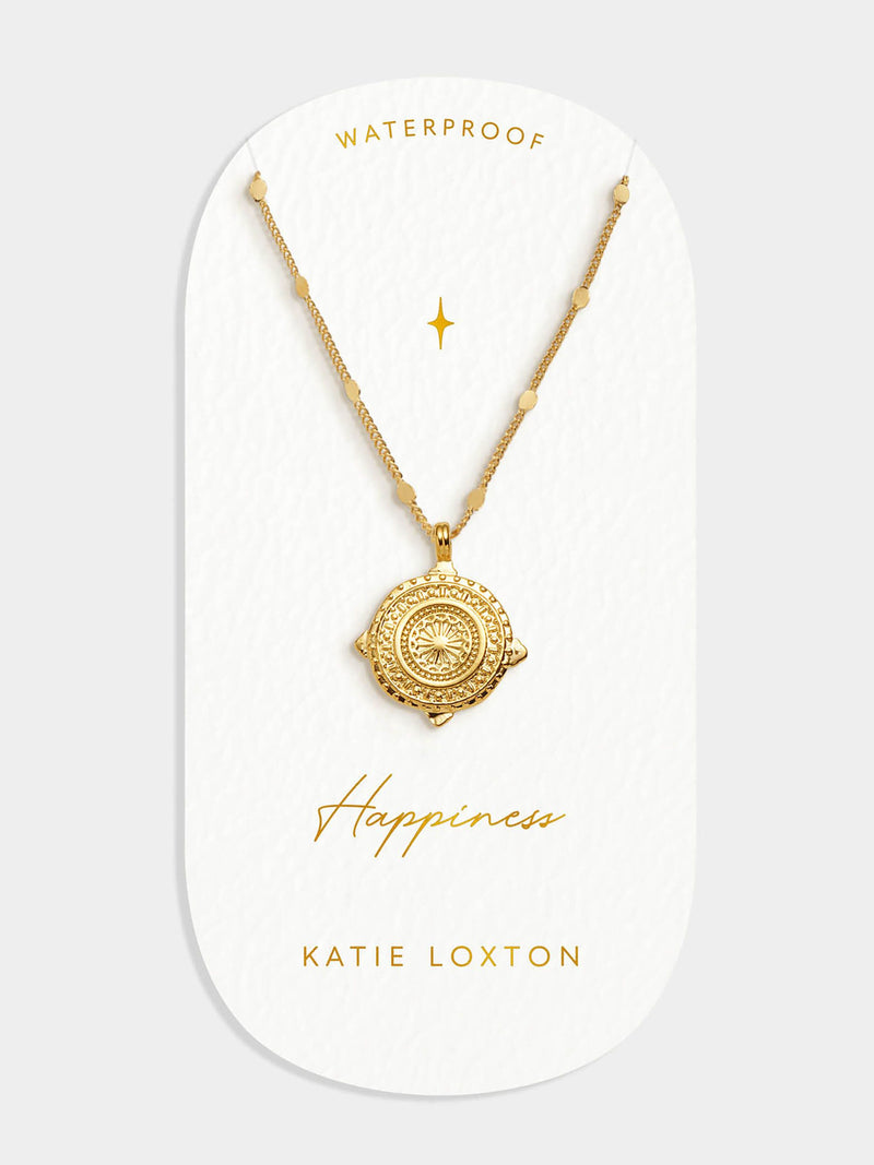 Waterproof Gold-Plated Antique Coin Necklace with Round Pendant